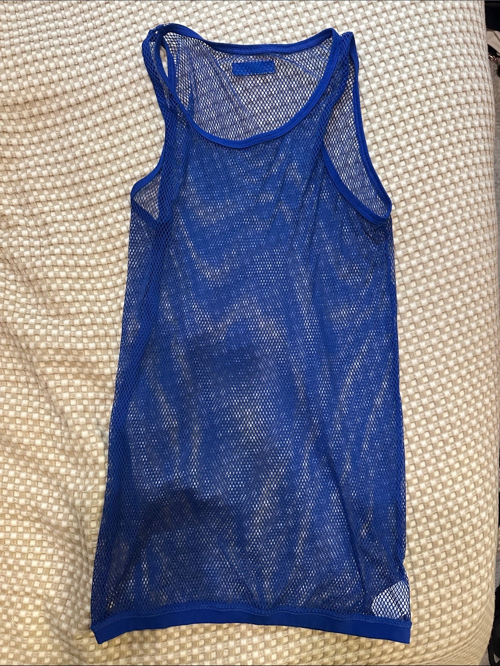 Men's Blue Mesh Tank Top - Breathable Athletic Layer
